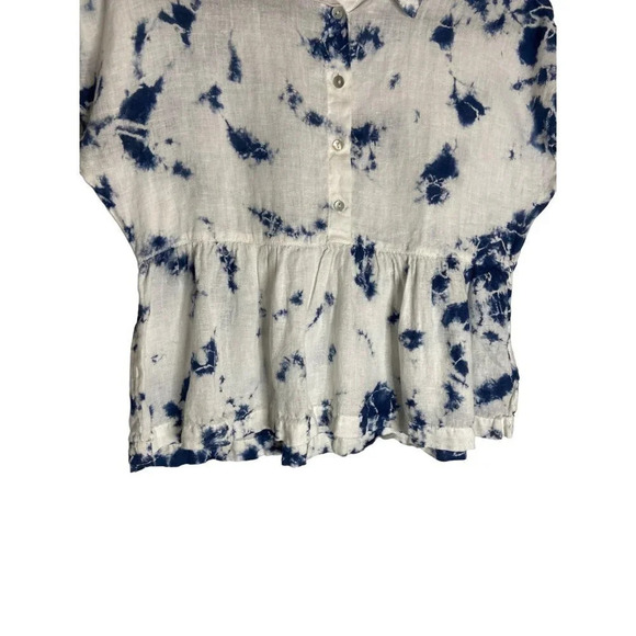Rachel Zoe Tie Dye Linen Oversized Peplum Blouse Size-sz XS - Picture 6 of 8